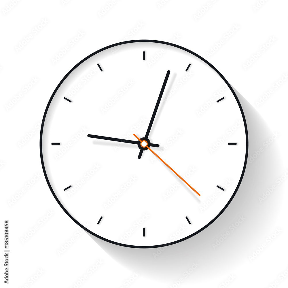 Poster clock icon in flat style, timer on white background. business watch. vector design element for you p