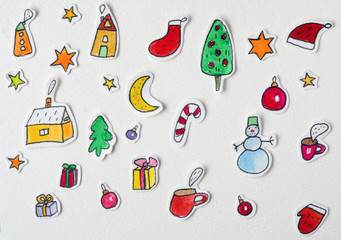 Drawing pictures elements of the New Year