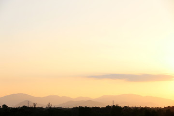 Yellow gold sky evening In tropical countries summer