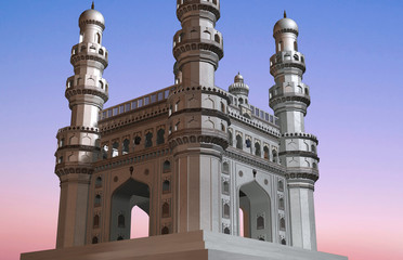 Fototapeta na wymiar Hyderabad Charminar Monument 3D rendered image