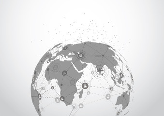 Global network connection. World map point and line composition concept of global business. Vector Illustration