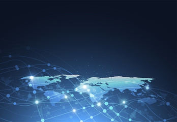 Global network connection. World map point and line composition concept of global business. Vector Illustration