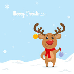 Funny reindeer with Christmas balls