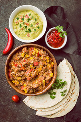 Homemade beef meat fajitas