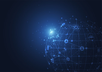 Global network connection. World map point and line composition concept of global business. Vector Illustration
