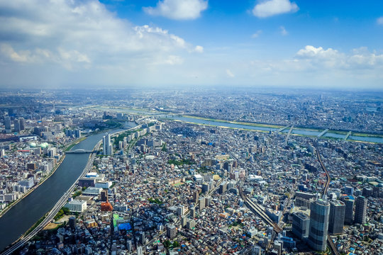 Tokyo city skyline aerial view, Japan