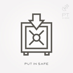 Line icon put in safe