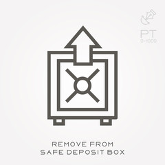 Line icon remove from safe deposit box
