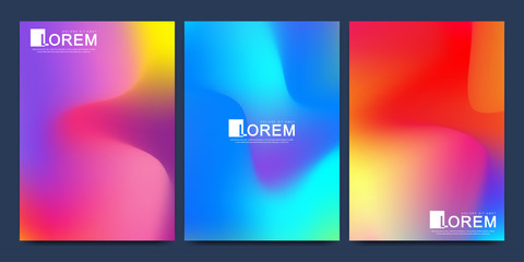 Obraz premium Modern vector template for brochure, leaflet, flyer, cover, catalog in A4 size. Abstract fluid 3d shapes vector trendy liquid colors backgrounds set. Colored fluid graphic composition illustration.