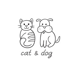 Pets animals dog and cat (puppy and kitten). It can be used as - logo, pictogram, icon, infographic element.