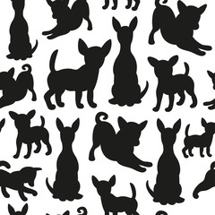 Seamless pattern with dog silhouettes