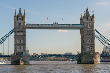 Fototapeta na wymiar LONDON, UK - October 17th, 2017: Tower Bridge with clear sky, London, England