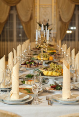 delicious dishes on the table in the restaurant