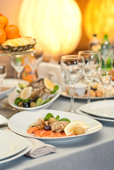 delicious dishes on the table in the restaurant