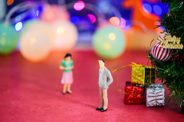 the couple broke up and felt depressed at christmas day on bokeh light
