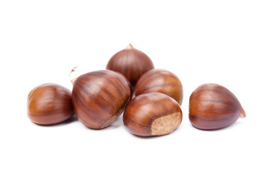 Chestnuts isolated on white background