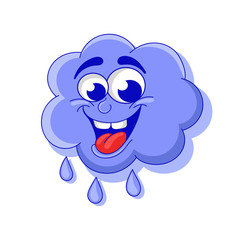 funny cartoon rain cloud, vector illustration