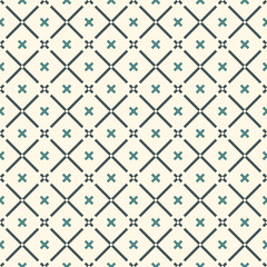 Minimalist abstract background. Simple modern print with mini crosses and diagonal lines. Geometric seamless pattern.