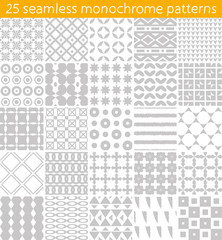 25 seamless monochrome pattern. Vector seamless pattern.