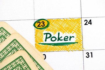 Reminder Poker in calendar with some cards.