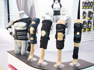Brace on knee joint with sleeve made of neoprene in store