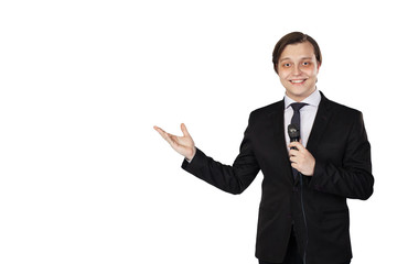 Man in suit with microphone