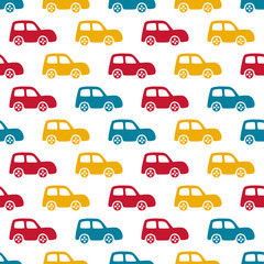 Doodle cars background. Endless texture for wallpaper, fill,  web page background, surface texture.