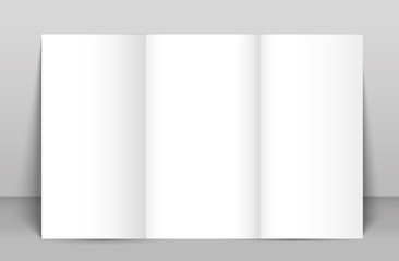 Blank tri fold brochure mock up portrait cover. Isolated