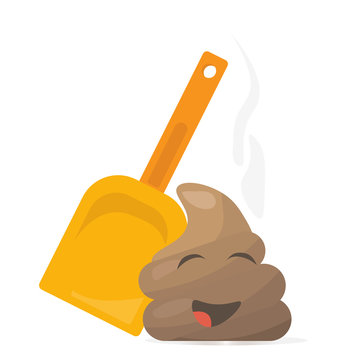 Clean Up After Your Pet Vector Illustration With A Cartoon  Kawaii Poop Emoticon Or Emoji.