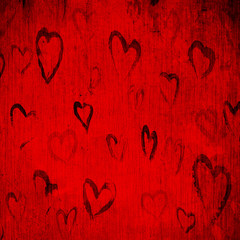 Red background Valentine's Day hearts.