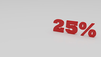 25%. Porcentajes. Descuentos. 3D