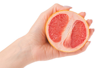Grapefruit female hands isolated