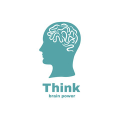 brain power logo design.Vector logotype with human head