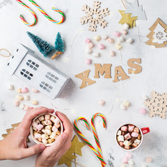 Christmas new year holiday background with festive decoration