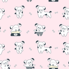 Seamless pattern with dog.  Vector illustration