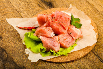 Raw pork pieces