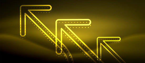 Techno neon glowing arrow background