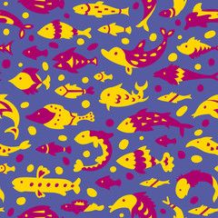 Fototapeta na wymiar Seamless pattern with sea fishes. Can be used for textile, website background, book cover, packaging.