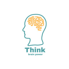 brain logo.Think creative.Vector logotype with human head