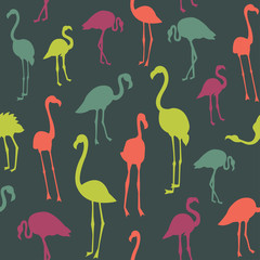 Vector pattern with flamingo bird silhouette. Can be used for textile, website background, book cover, packaging.