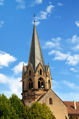 Fototapeta na wymiar Rouffach. Clocher de l'église ND de l'Assomption, , Alsace, Haut Rhin