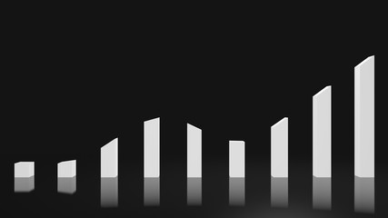 A white sharp rising and falling graph