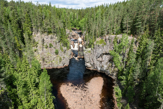 Creek and river with transport course for timber
