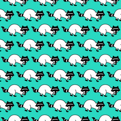 Seamless pattern with raccoon. Texture for wallpaper, fills, web page background.