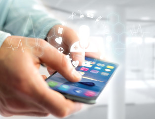 Medecine and general healthcare icon displayed on a technology interface