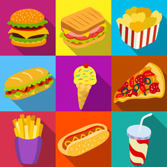 Set of fast food icons. Beautiful vector design.