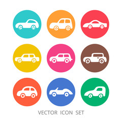 Set of car icons. Colorful template for you design, web and mobile applications.