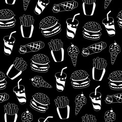 Fast food pattern. Texture for wallpaper, fills, web page background.