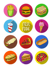 Set of fast food icons. Stock vector template, easy to use.
