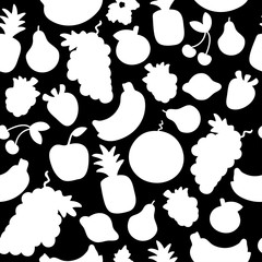 Vector pattern of seamless background with fruit silhouette. Can be used for textile, website background, book cover, packaging.